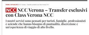 Auto NCC elegante a Verona davanti all’Arena